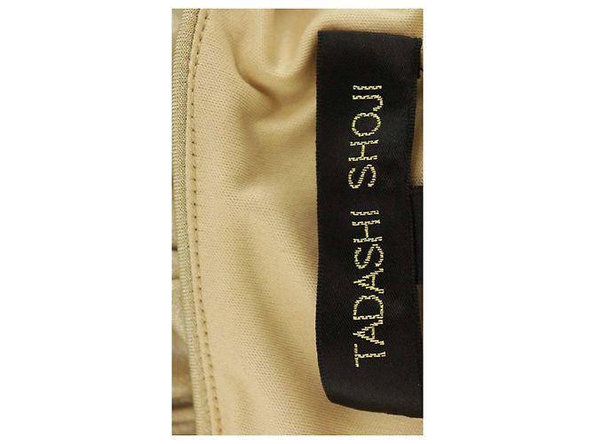 Vestido de gala Tadashi Shoji Maxi Bege Dourado - vista 5