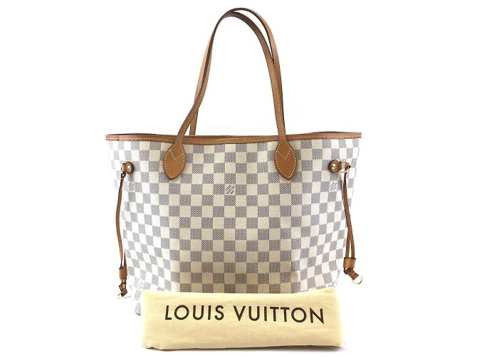 Louis Vuitton Neverfull Mm Damier Azur Canvas Bianco - vista 2