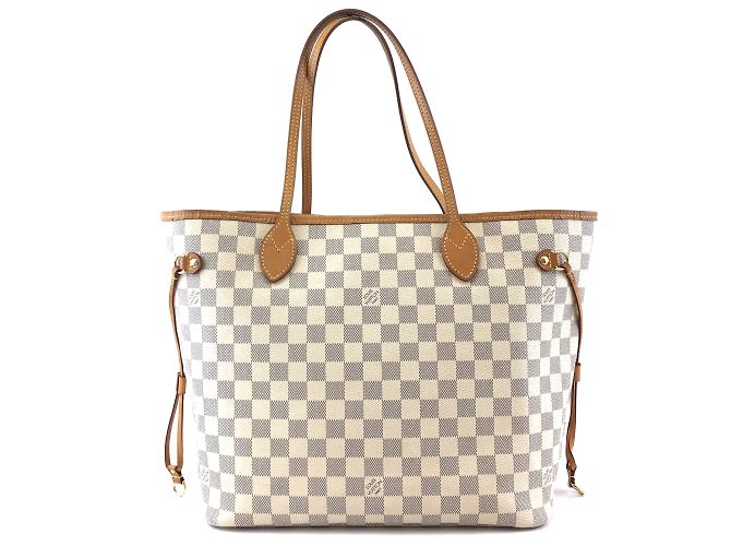 Louis Vuitton Neverfull Mm Damier Azur Canvas Bianco - vista 3
