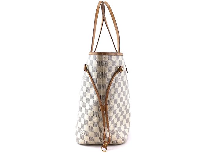 Louis Vuitton Neverfull Mm Damier Azur Canvas Bianco - vista 4