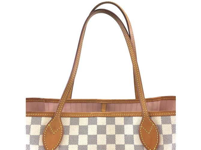 Louis Vuitton Neverfull Mm Damier Azur Canvas Bianco - vista 6