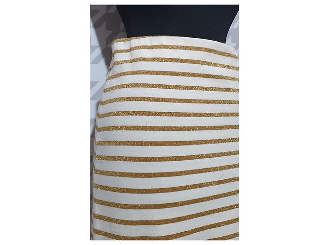 Falda midi Ganni Lurex Sailor a rayas dorada Blanco Multicolor Dorado - vista 2