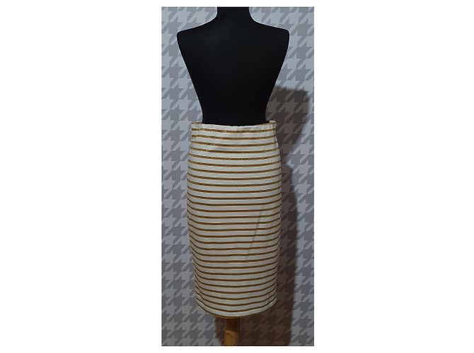 Falda midi Ganni Lurex Sailor a rayas dorada Blanco Multicolor Dorado - vista 3