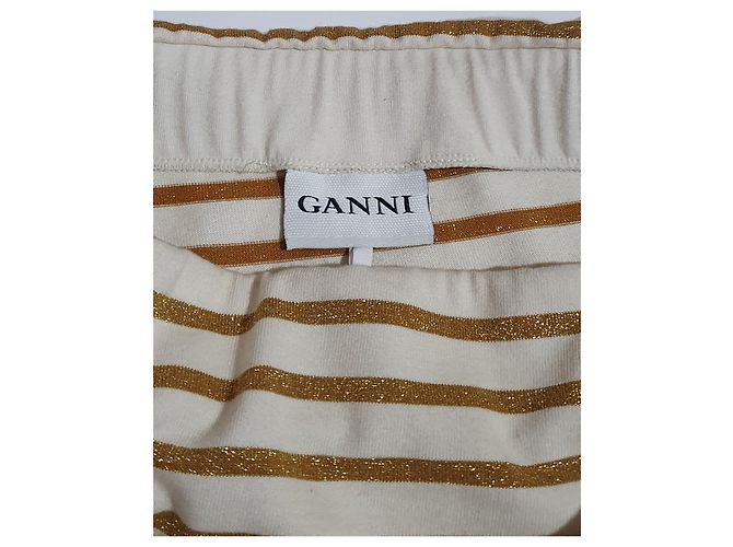 Falda midi Ganni Lurex Sailor a rayas dorada Blanco Multicolor Dorado - vista 4