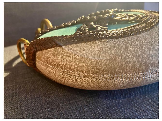 Borsa a tracolla Loewe Beige Marrone Turchese Agnello Marrone scuro - vista 4