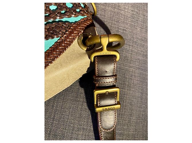 Borsa a tracolla Loewe Beige Marrone Turchese Agnello Marrone scuro - vista 6