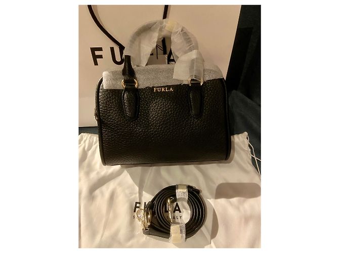 Borsa a mano Furla Siri in pelle nera e blu navy Nero - vista 7