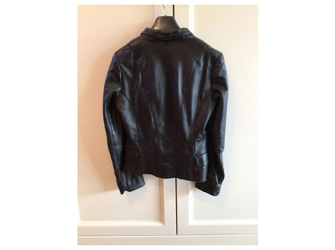 Autre Marque Schwarze Lederjacke aus Lammleder - Ansicht 2