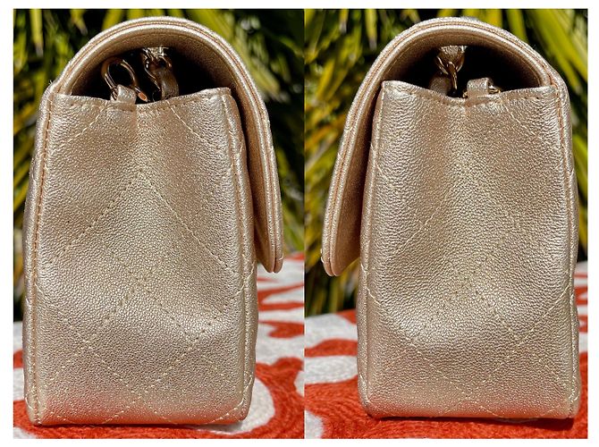 Chanel Klassisches gestepptes Mini Lammfell Single Flap Metallic Gold Golden - Ansicht 3