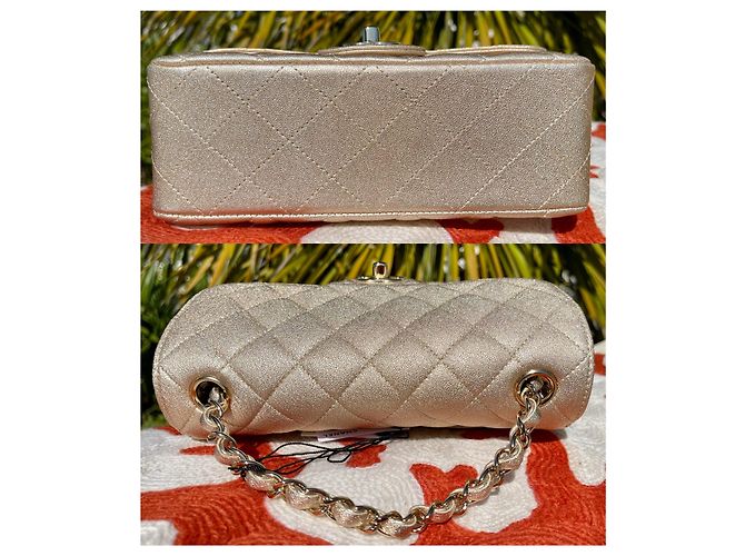Chanel Klassisches gestepptes Mini Lammfell Single Flap Metallic Gold Golden - Ansicht 4