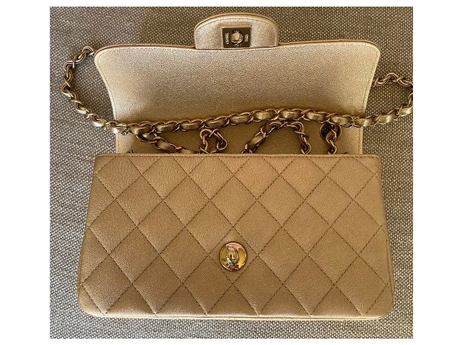 Chanel Klassisches gestepptes Mini Lammfell Single Flap Metallic Gold Golden - Ansicht 5