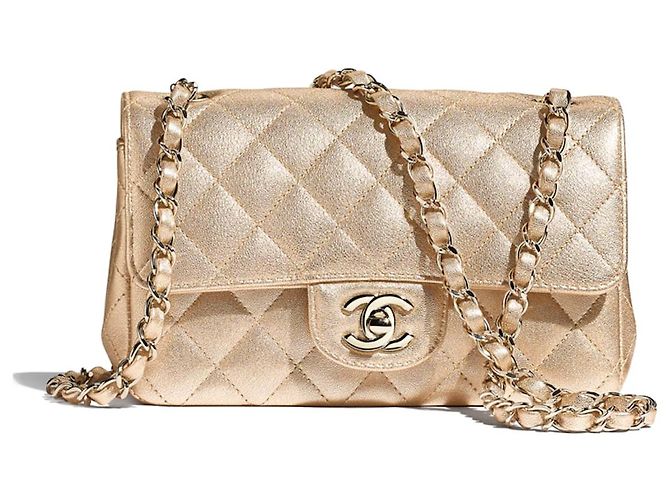 Chanel Klassisches gestepptes Mini Lammfell Single Flap Metallic Gold Golden - Ansicht 6