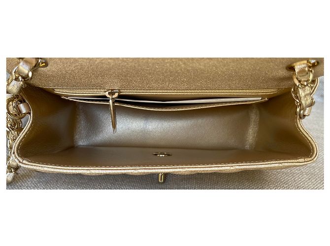 Chanel Klassisches gestepptes Mini Lammfell Single Flap Metallic Gold Golden - Ansicht 7