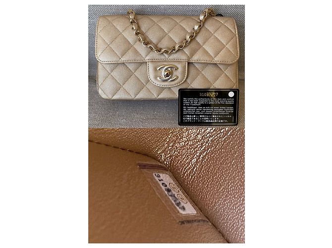 Chanel Klassisches gestepptes Mini Lammfell Single Flap Metallic Gold Golden - Ansicht 9