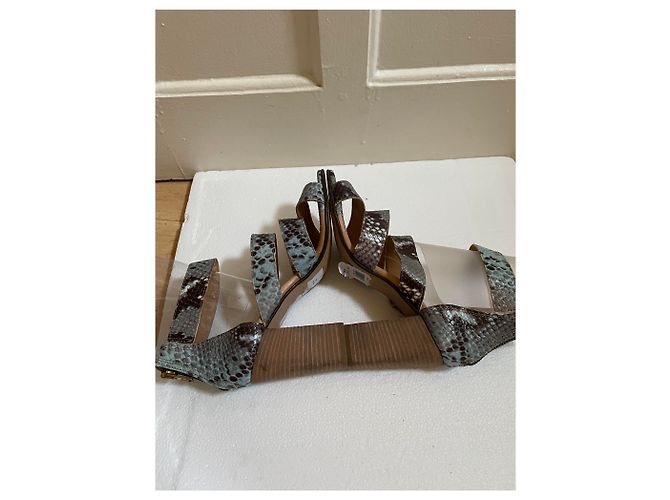 CAROLL Sandalen aus Leder Python Print Hellblau Mehrfarben - Ansicht 3