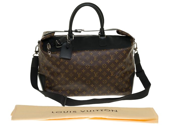 Splendida borsa Louis Vuitton Neo Greenwich Macassar in tela monogram e hardware in metallo argento Marrone Nero - vista 11