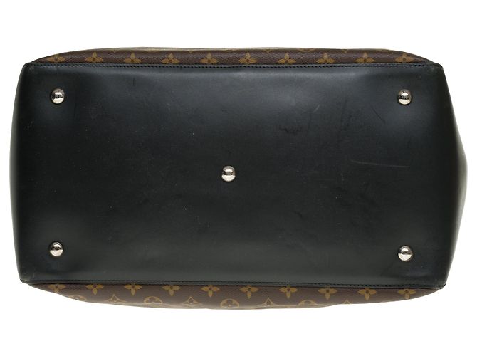 Splendida borsa Louis Vuitton Neo Greenwich Macassar in tela monogram e hardware in metallo argento Marrone Nero - vista 9