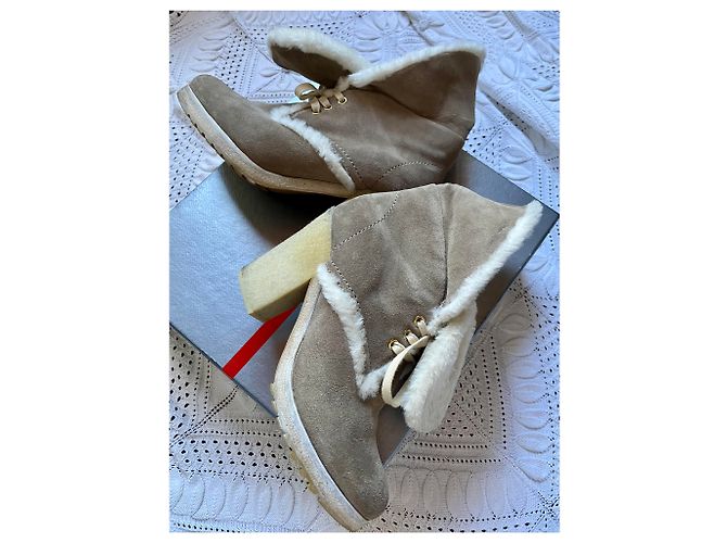 Prada Stiefeletten Beige Nubuk - Ansicht 5