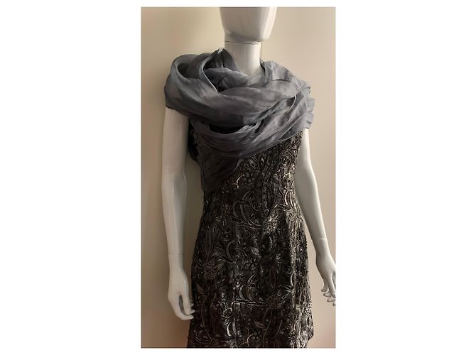 Armani Gesticktes Cocktailkleid Anthrazitgrau - Ansicht 12