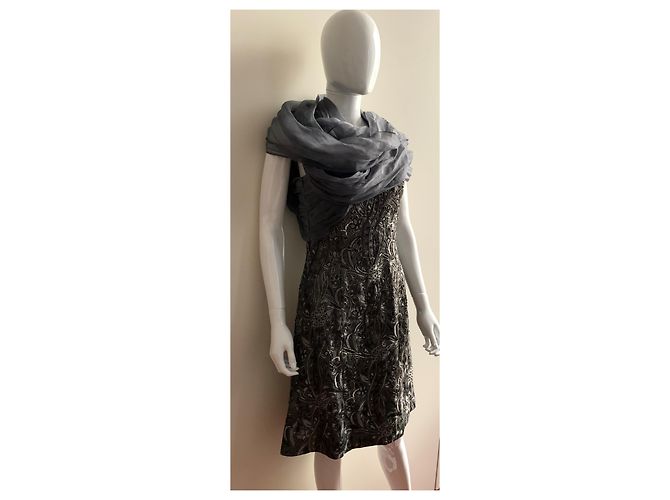 Armani Gesticktes Cocktailkleid Anthrazitgrau - Ansicht 13