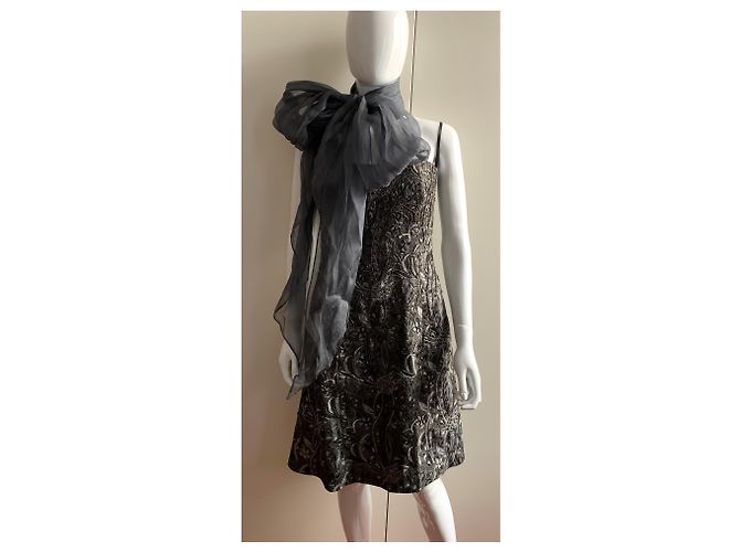 Armani Gesticktes Cocktailkleid Anthrazitgrau - Ansicht 14
