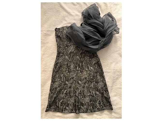 Armani Gesticktes Cocktailkleid Anthrazitgrau - Ansicht 3