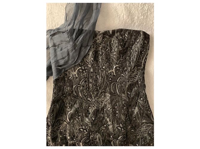 Armani Gesticktes Cocktailkleid Anthrazitgrau - Ansicht 5