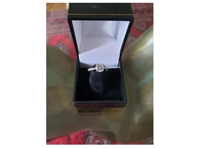 Autre Marque Solitärring aus Platin 1.56 Karat Silber Hardware - Ansicht 3