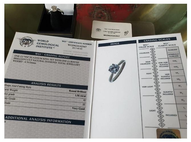 Autre Marque Solitärring aus Platin 1.56 Karat Silber Hardware - Ansicht 4