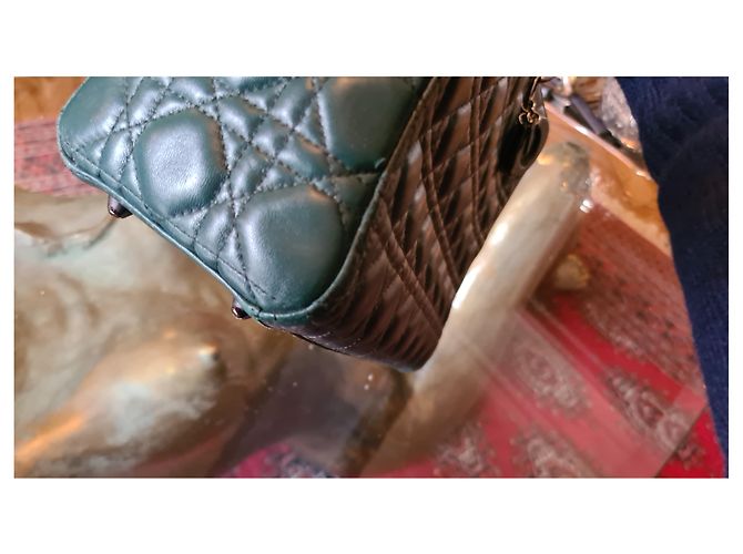 Christian Dior Lady Dior MM pelle di vitello verde scuro - vista 5