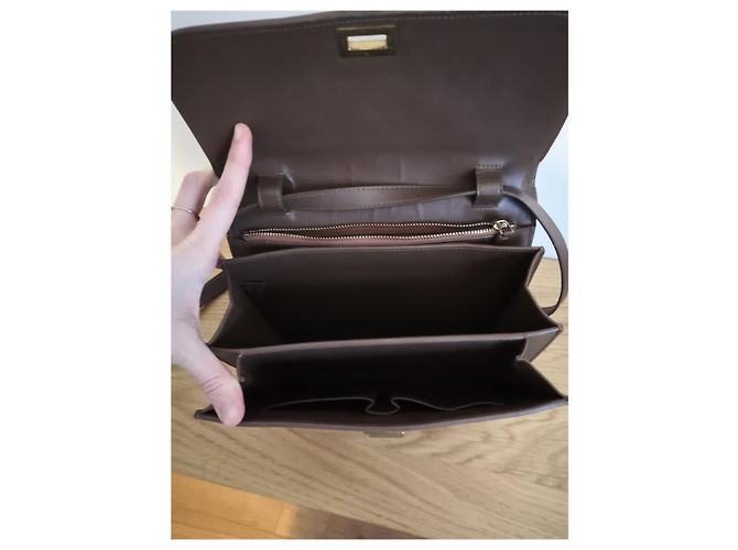 Classic Box Borsa Céline Classic Medium in Pelle Marrone Marrone scuro - vista 7