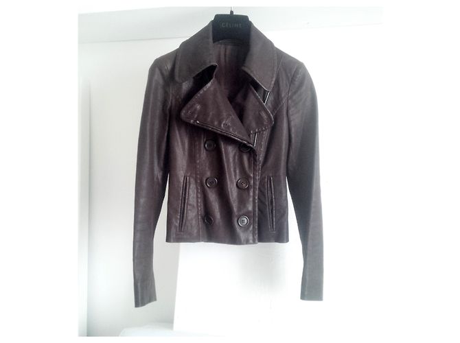 Prada Jacke aus Nappalammleder. Dunkelbraun. mit breiten Revers gefüttert. - Ansicht 13