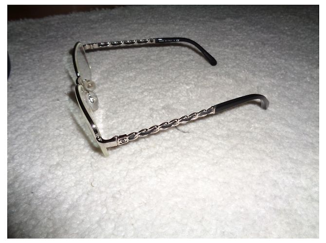 Chanel Optical Frames Black Leather Metal - view 3