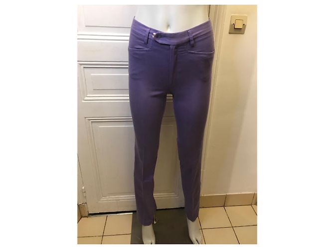 Pantalones de pitillo Joseph morados de algodón con ribete rosa Púrpura - vista 2