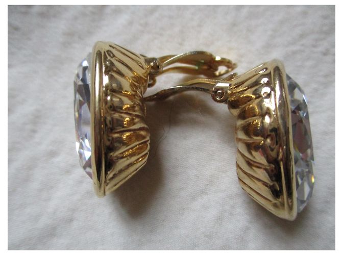Orecchini a clip cabochon Yves Saint Laurent dorati D'oro - vista 3