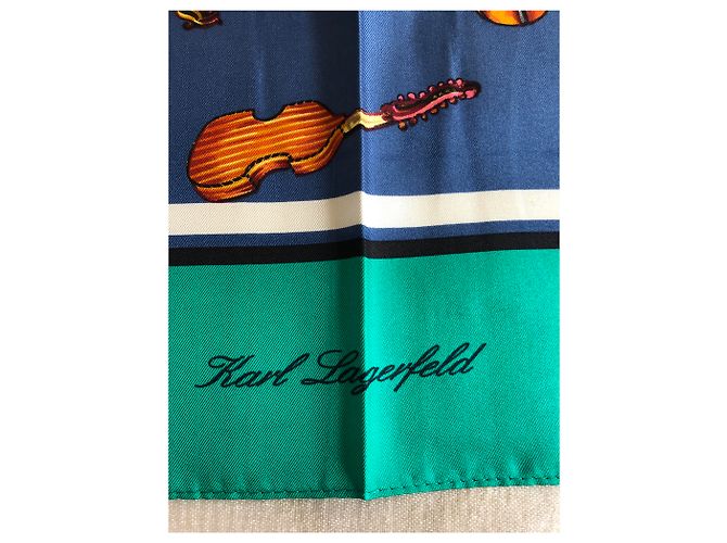 Sciarpa in seta vintage Karl Lagerfeld Verde scuro - vista 2