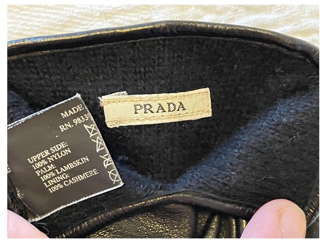 Prada Lederhandschuhe Schwarz Kaschmir - Ansicht 3