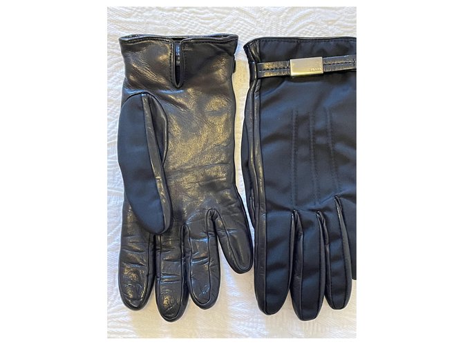 Prada Lederhandschuhe Schwarz Kaschmir - Ansicht 5
