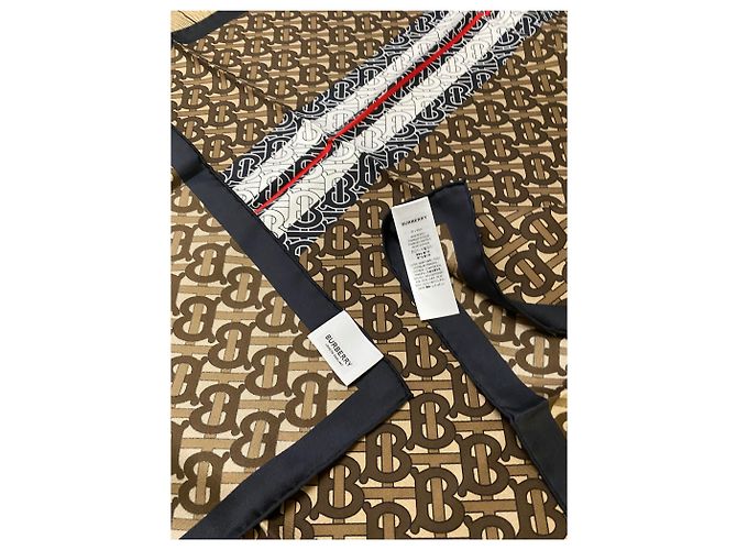 Foulard Burberry Monogramma BB in seta marrone e nero Multicolore - vista 4