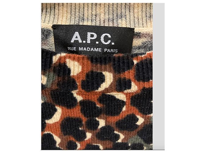 Apc Maglia multicolore in misto cotone cashmere Marrone Stampa leopardo - vista 6