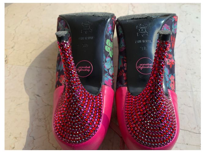 Autre Marque Décolleté Annabel Winship Swarovski Pelle Rosa - vista 8