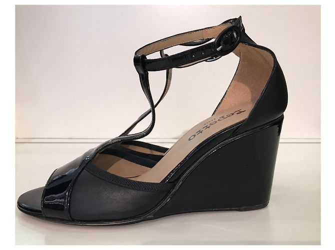 Sandali con zeppa Repetto in pelle nera Nero - vista 3