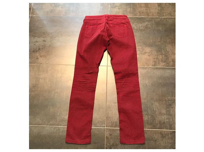 Pantalones de rayas Isabel Marant Etoile algodón negro y rojo Roja - vista 2