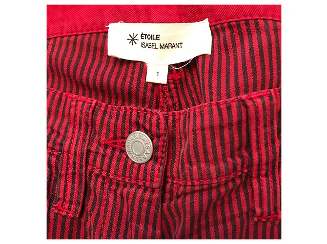 Pantalones de rayas Isabel Marant Etoile algodón negro y rojo Roja - vista 3