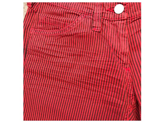 Pantalones de rayas Isabel Marant Etoile algodón negro y rojo Roja - vista 5