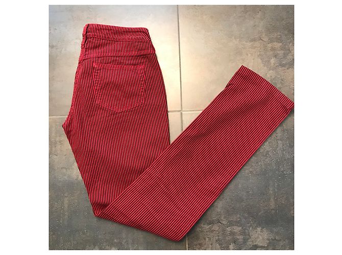 Pantalones de rayas Isabel Marant Etoile algodón negro y rojo Roja - vista 6