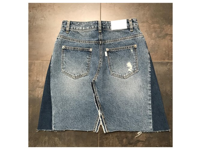 Autre Marque Falda SJYP de denim patchwork azul algodón - vista 2