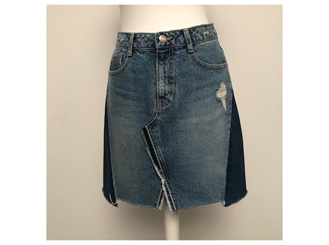 Autre Marque Falda SJYP de denim patchwork azul algodón - vista 6