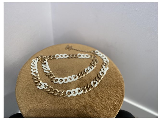 Chanel Gürtel Maxi Glieder Weiß und Gold Golden - Ansicht 2