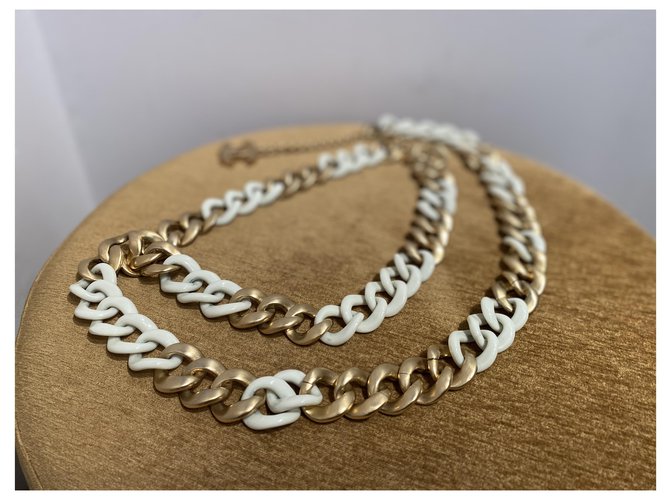 Chanel Gürtel Maxi Glieder Weiß und Gold Golden - Ansicht 4